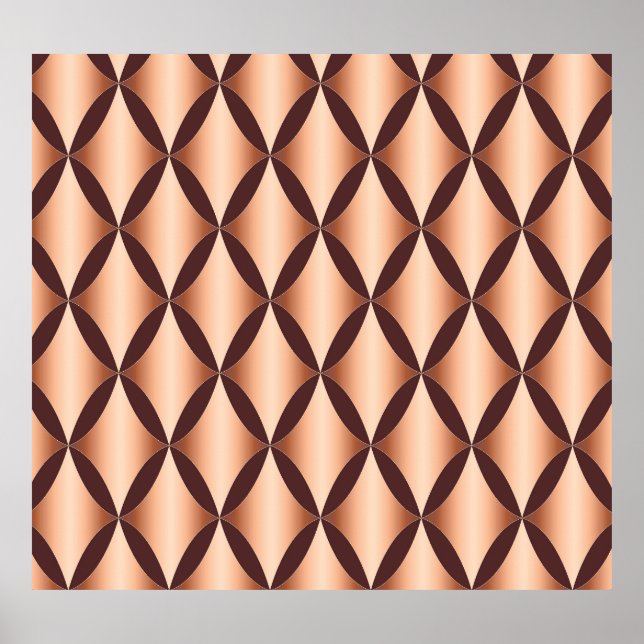 Metallic Copper Diamond, Vintage Pattern. Poster (Front)
