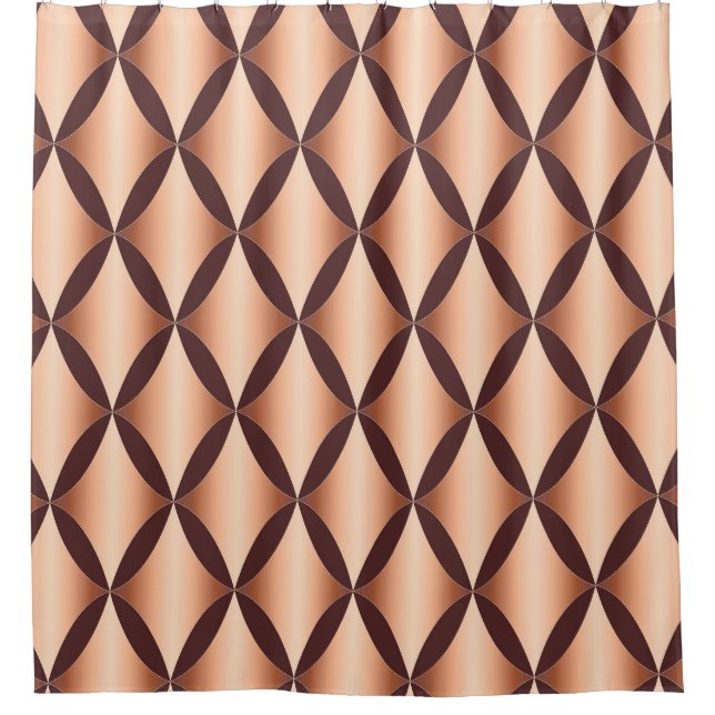 Metallic Copper Diamond, Vintage Pattern. Shower Curtain (Front)