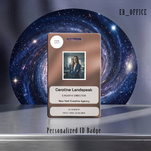 Metallic Copper Dot Matrix Custom Logo Photo ID Badge