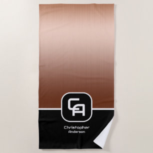 Metallic Copper Monogram Beach Towel