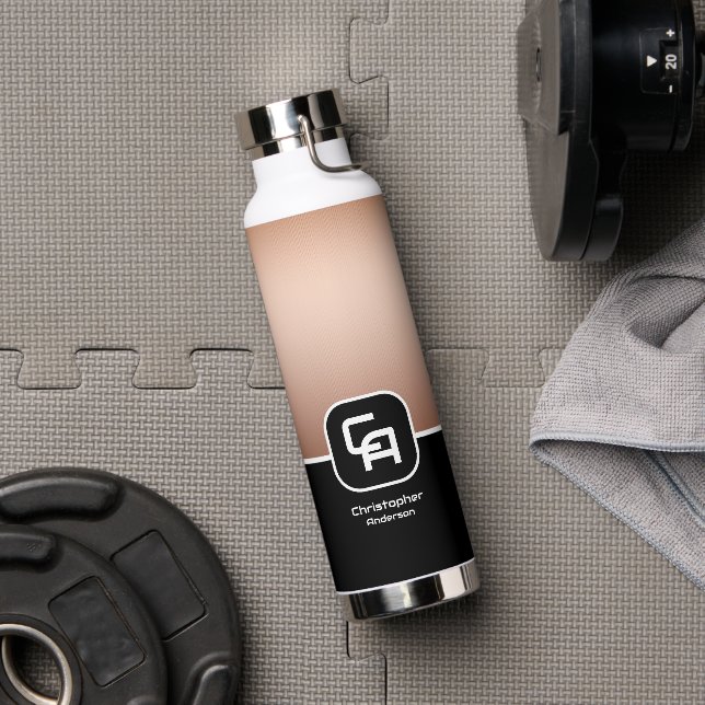 Metallic Copper Monogram  Water Bottle (Gym)