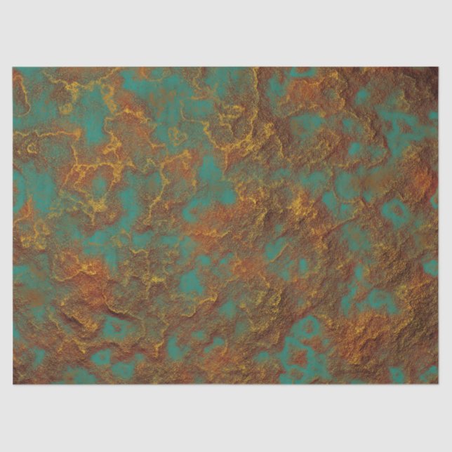 Metallic Copper Patina Rock Surface Texture Design Tissue Paper (Front)