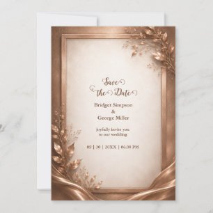 metallic Copper Rose Luxe Wedding Romance Invitation