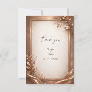 metallic Copper Rose Luxe Wedding Romance Thank You Card