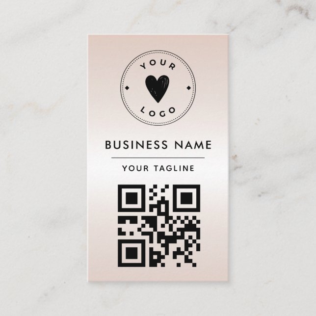 Metallic Cream Gradient Add QR Code Logo & Social Business Card (Front)
