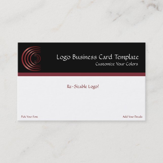 Metallic Crescent Moon Shapes Red Logo Business Card (Front)