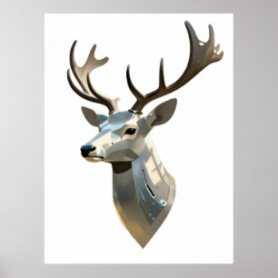 Metallic Cyber Deer Head Steampunk Wall Art Trophy