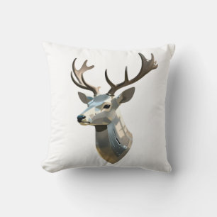 Metallic Cyber Deer Head Steampunk Wall Art Trophy Cushion