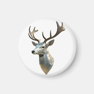 Metallic Cyber Deer Head Steampunk Wall Art Trophy Magnet