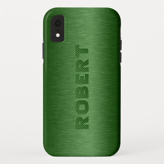 Metallic Dark-green Brushed Aluminium Look Case-Mate iPhone Case (Back)