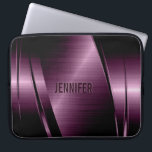 Metallic Dark Purple Brushed Aluminium Look Laptop Sleeve<br><div class="desc">Dark purple metallic design brushed aluminium look with customisable monogram This is not a metal but image that looks metallic.</div>