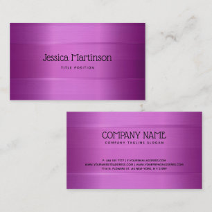 Metallic Deep-Purple Stripes Pattern Business Card