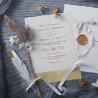 Metallic Dipped Gold Minimalist QR Code Wedding