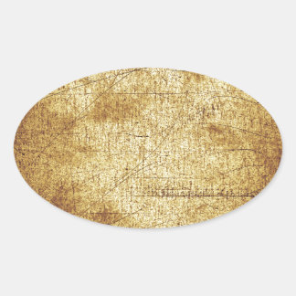 Metallic distressed cool retro brown yellow grunge oval sticker