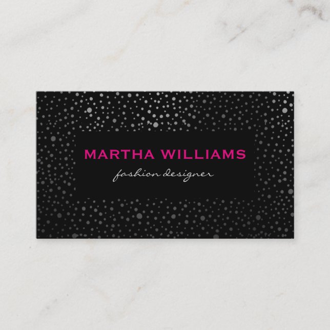 Metallic Dots Pattern Black Business Card (Front)