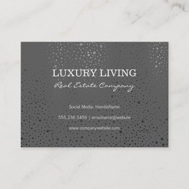 Metallic Dots Pattern Grey Business Card (Front)