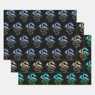 Metallic Dragon Collection Wrapping Paper Sheet
