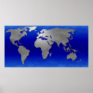 Metallic Earth Map Poster