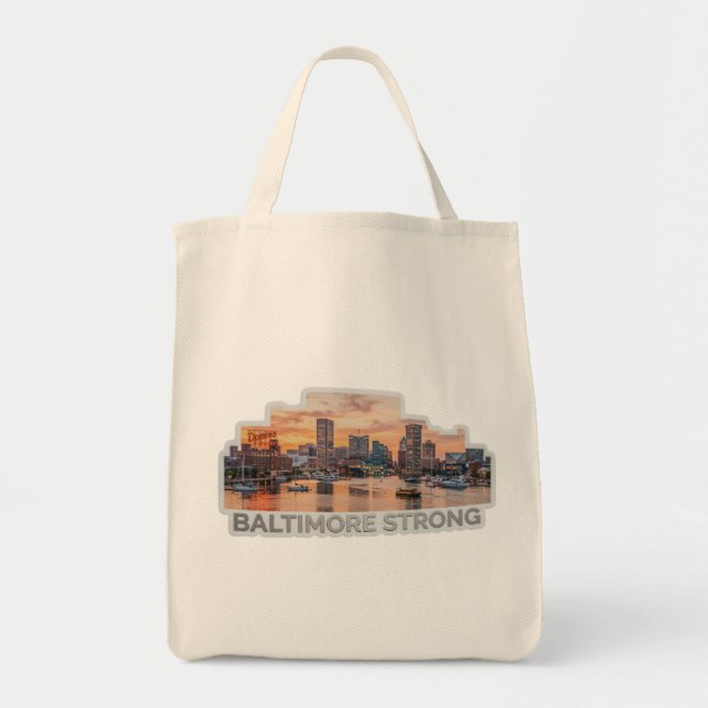 Metallic Elegance: The Baltimore Inner Harbour  Tote Bag (Front)