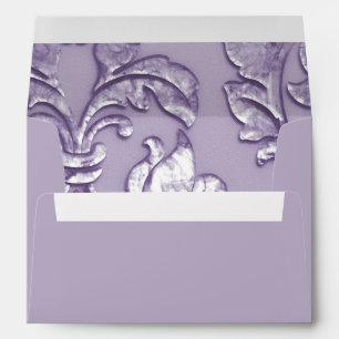 Metallic Embossed Look Damask in Lavender Envelope