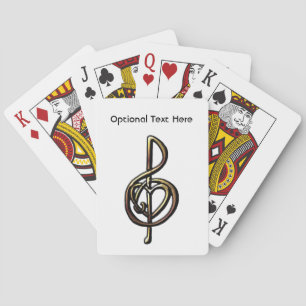 Metallic Embossed Musical Treble Clef with Heart Playing Cards