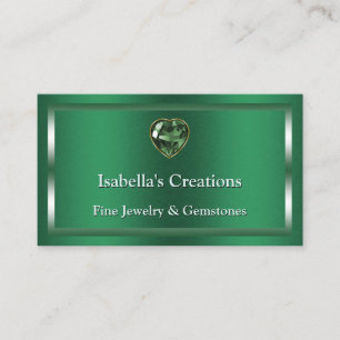Metallic Emerald Green Gemstone Jewellery Designer Business Card