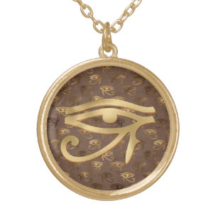 Metallic Eye of Horus Egyptian Gold Plated Necklace