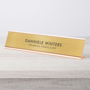 Metallic faux gold background desk name plate