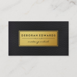 Metallic Faux Gold Label and Leather Business Card