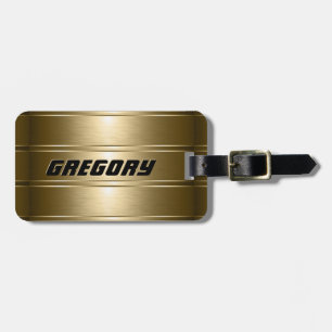 Metallic Faux Gold Tones Stripes Pattern 2 Luggage Tag