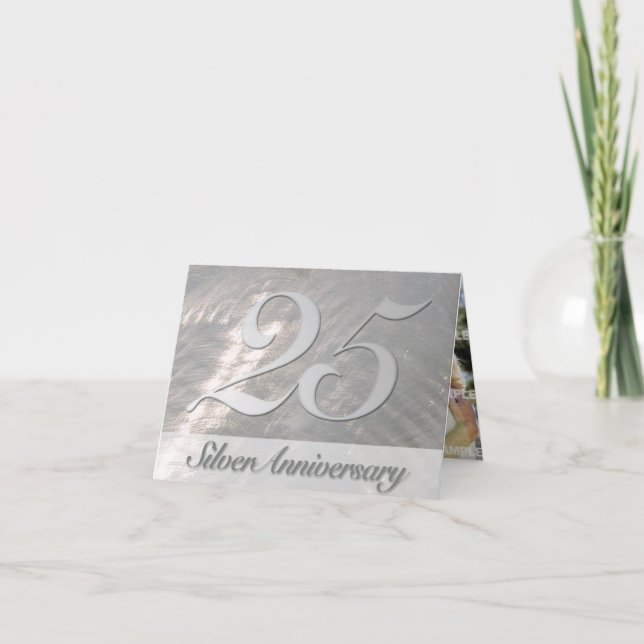 Metallic Faux Silver (25th) Anniversary Invitation (Front)