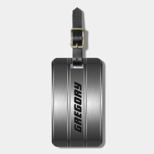 Metallic Faux Silver Tones Stripes Pattern 2 Luggage Tag