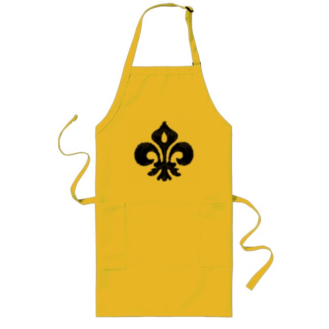 Metallic Fleur de lis (Black) Long Apron (Front)