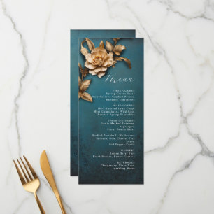 Metallic floral wedding menu