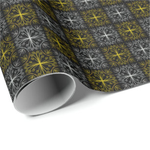 Metallic flower tile abstract wrapping paper