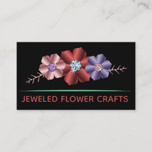 Metallic Flowers and Rhinestone Logo Business Card