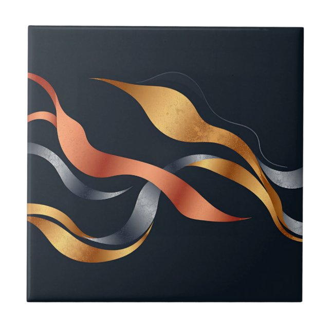 Metallic Flowing Shapes Tile (Front)
