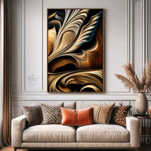Metallic Fluid Golden Luxury Poster