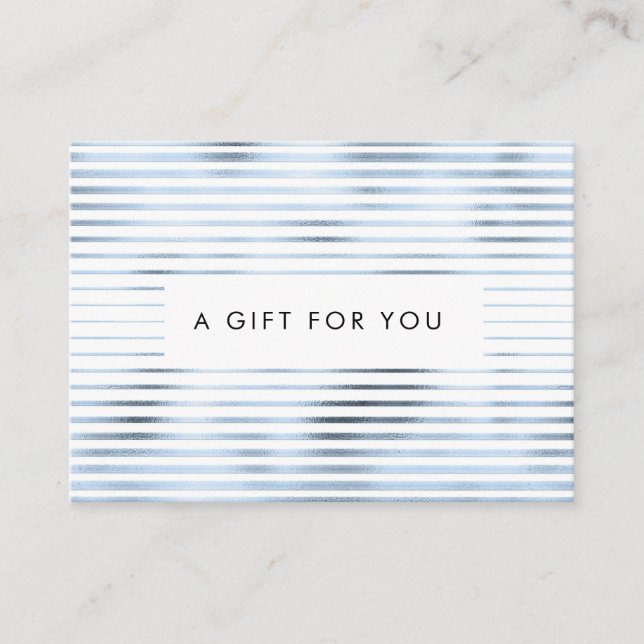metallic foil blue stripes gift certificate (Front)