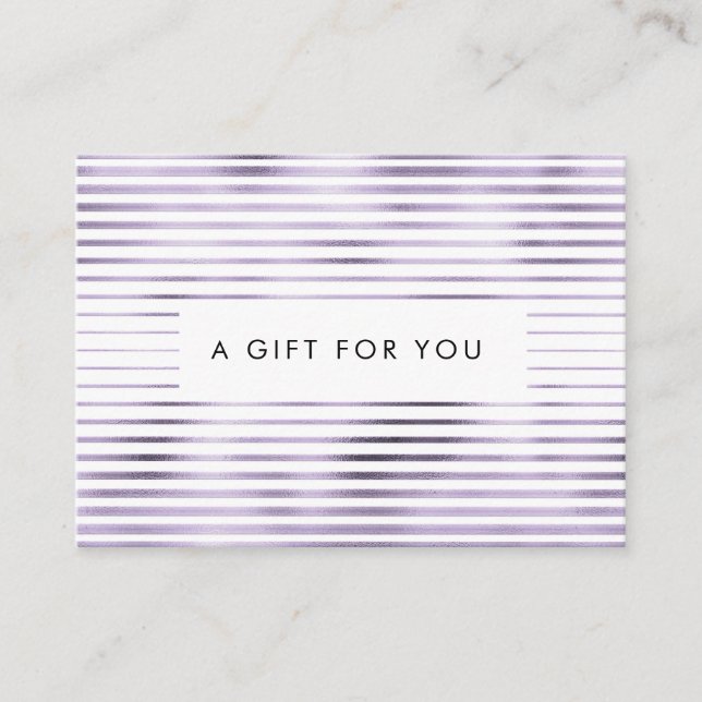 metallic foil lavender stripes gift certificate (Front)