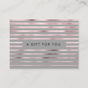 metallic foil rose gold stripes gift certificate