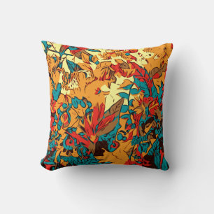 Metallic Forest Retro Electric Red Cushion