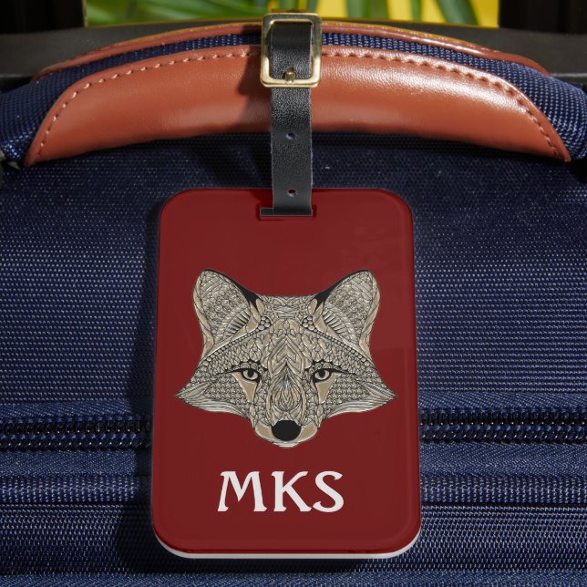 Metallic Fox Face II Customisable Monogram Luggage Tag (Front Insitu 2)