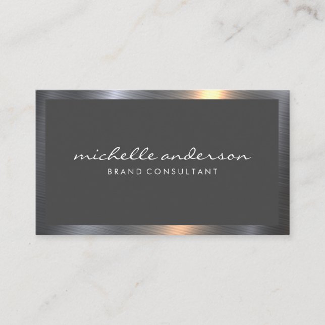 Metallic Frame | Dark Grey Business Card (Front)