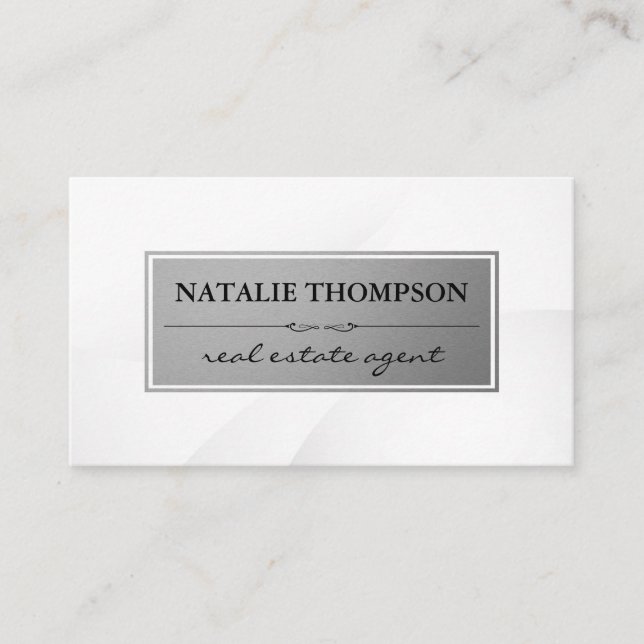 Metallic Frame | White Background Business Card (Front)
