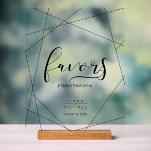 Metallic Geometric Favours Silver ID648 Acrylic Sign