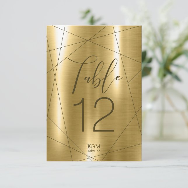Metallic Geometric Table Numbers Gold ID648 (Standing Front)
