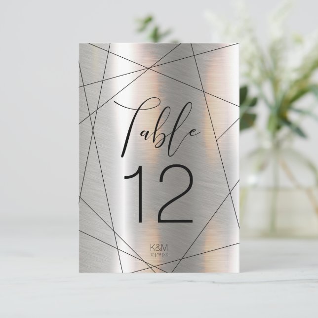 Metallic Geometric Table Numbers Silver ID648 (Standing Front)