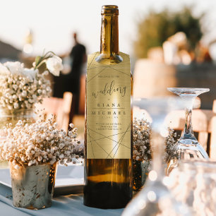 Metallic Geometric Wedding Gold ID648 Bottle Tag
