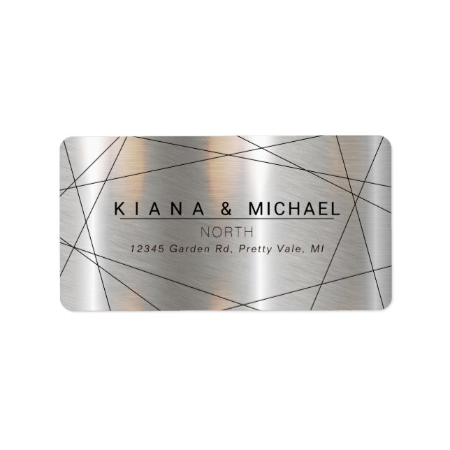 Metallic Geometric Wedding Silver/Black ID648 Label (Front)